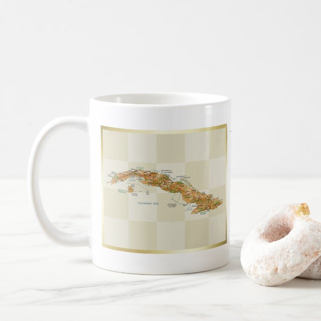 Cuba Flag + Map Mug (With Donut)
