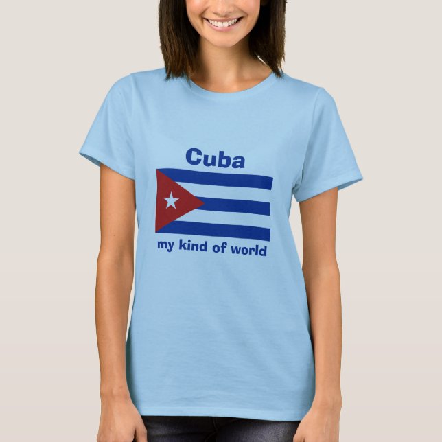 Cuba Flag + Map + Text T-Shirt (Front)