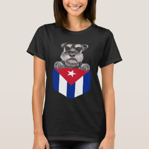 Cuba Flag Miniature Schnauzer Dog In Pocket T-Shirt