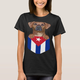 Cuba Flag Rhodesian Ridgeback Dog In Pocket T-Shirt