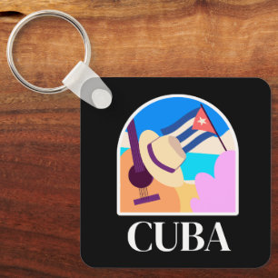 Cuba Flag Salsa Vintage Key Ring