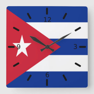 Cuba flag    square wall clock