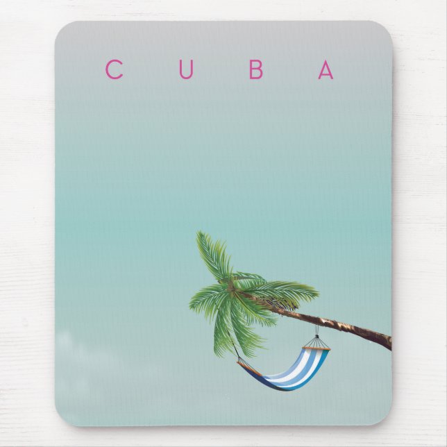 Cuba Hammock Vintage style vacation print. Mouse Mat (Front)