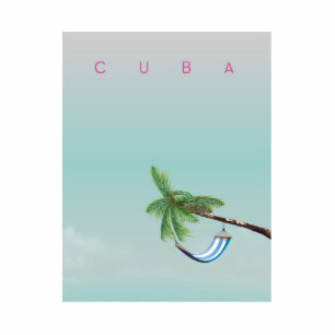 Cuba Hammock Vintage style vacation print. Standing Photo Sculpture