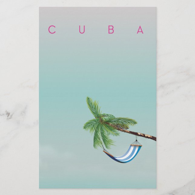 Cuba Hammock Vintage style vacation print. Stationery (Front)