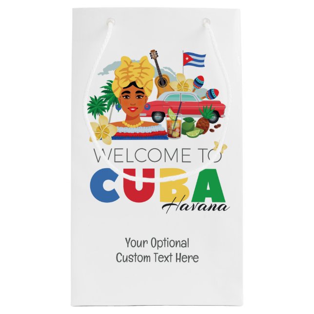 Cuba Havana Custom Text Small Gift Bag (Back)