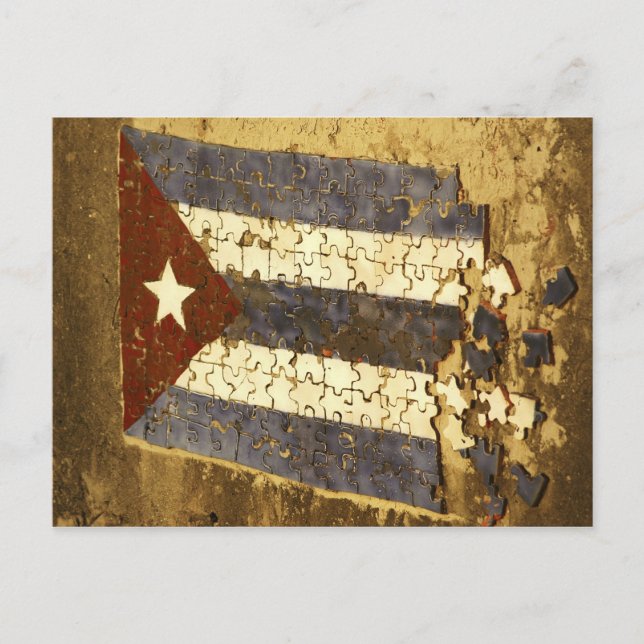 CUBA, Havana. Mosaic puzzle of the cuban flag in Postcard (Front)