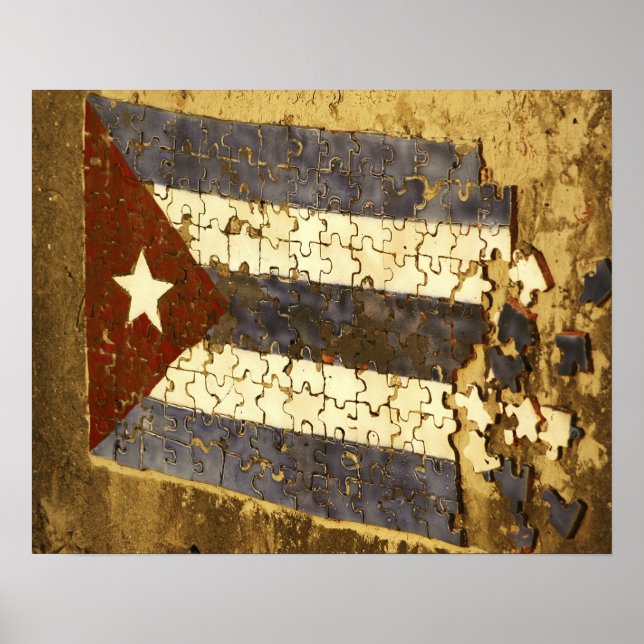 CUBA, Havana. Mosaic puzzle of the cuban flag in Poster (Front)