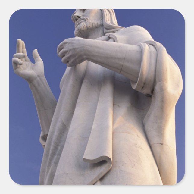 Cuba, Havana, Sculpture of Jesus. Square Sticker (Front)