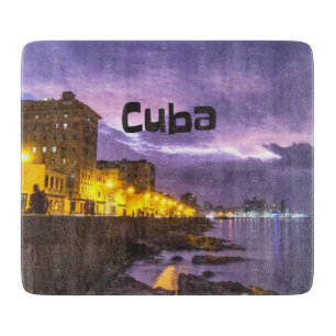 Cuba Havana Shoreline Citylights At Night Cutting Board