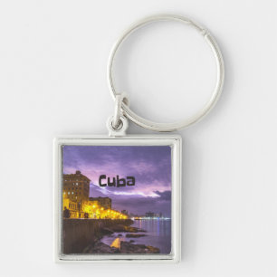 Cuba Havana Shoreline Citylights At Night Key Ring