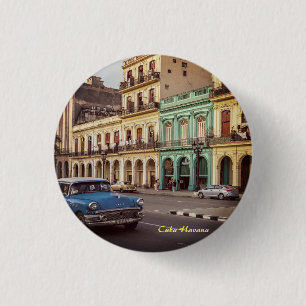 Cuba Havana Vintage Classic Car Cityscape 3 Cm Round Badge