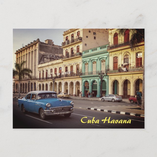 Cuba Havana Vintage Classic Car Cityscape Holiday Postcard (Front)