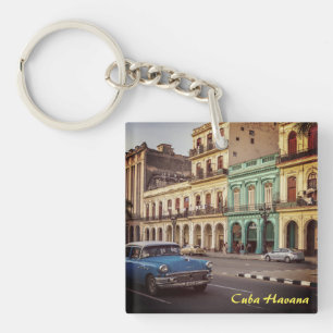 Cuba Havana Vintage Classic Car Cityscape Key Ring