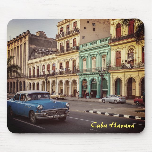 Cuba Havana Vintage Classic Car Cityscape Mouse Mat (Front)