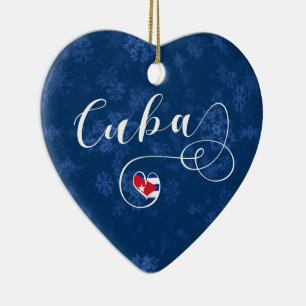 Cuba Heart, Christmas Tree Ornament, Cuban Ceramic Tree Decoration