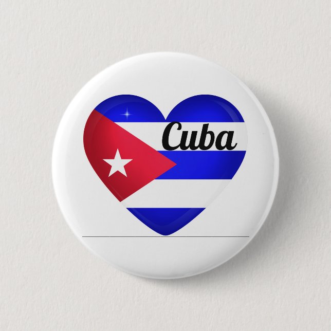 Cuba Heart Flag 6 Cm Round Badge (Front)