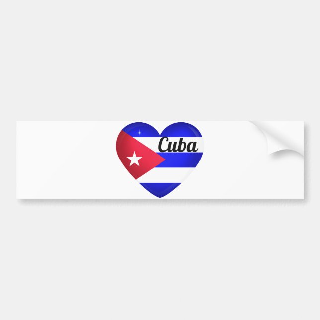 Cuba Heart Flag Bumper Sticker (Front)