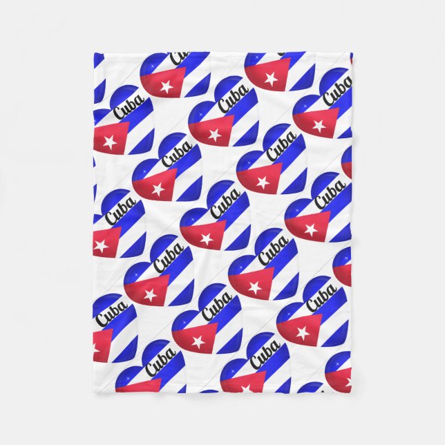 Cuba Heart Flag Fleece Blanket (Front)