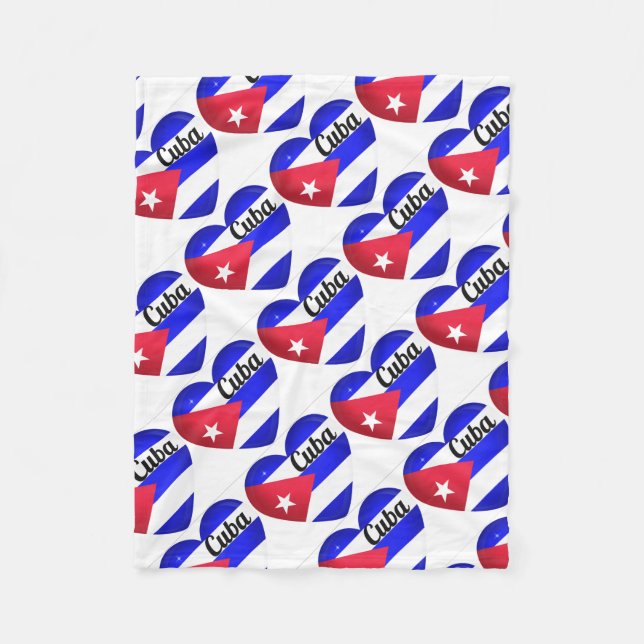 Cuba Heart Flag Fleece Blanket (Front)
