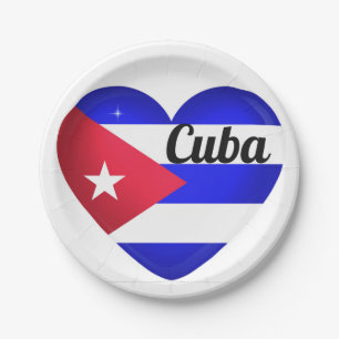 Cuba Heart Flag Paper Plate
