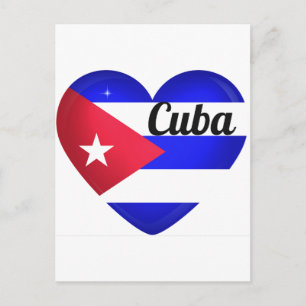 Cuba Heart Flag Postcard