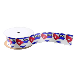 Cuba Heart Flag Satin Ribbon