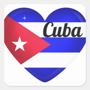 Cuba Heart Flag Square Sticker