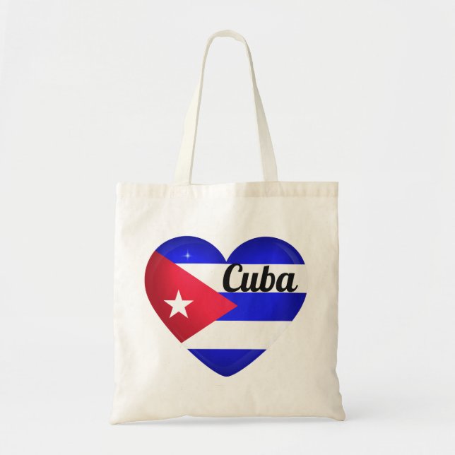 Cuba Heart Flag Tote Bag (Front)