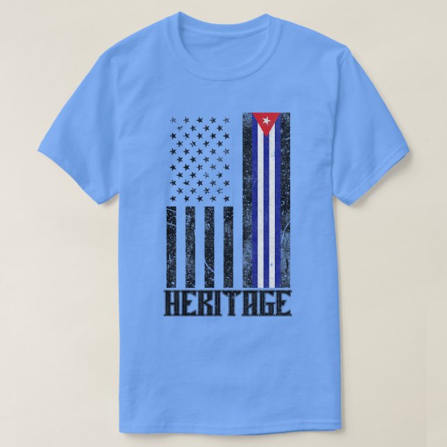 Cuba Hispanic Heritage distressed flag T-Shirt (Design Front)