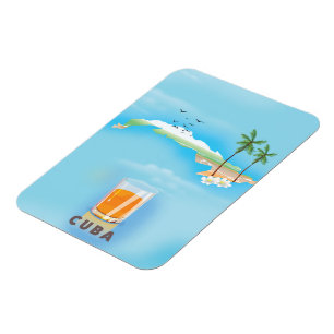 Cuba Illustrated map travel poster Magnet