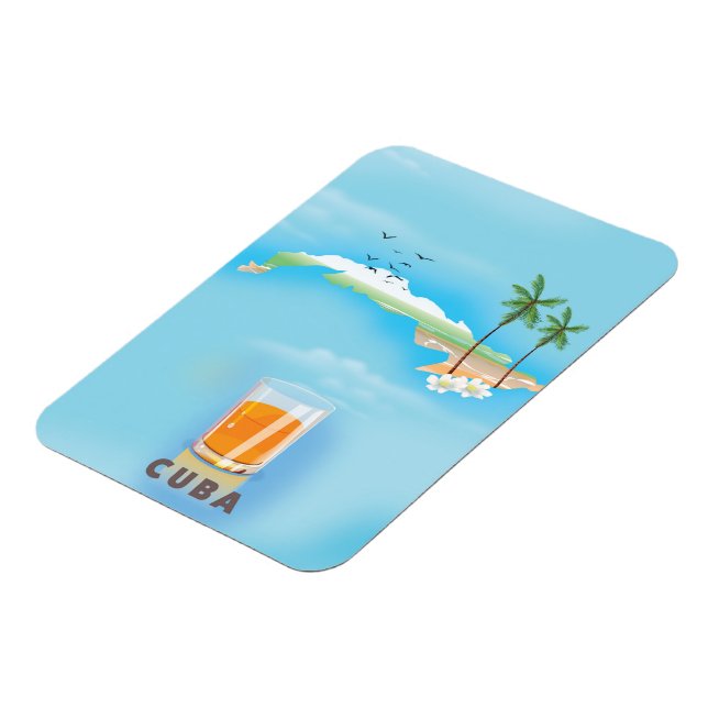 Cuba Illustrated map travel poster Magnet (Left Side)