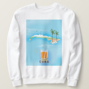 Cuba Illustrated map travel poster Sweatshirt