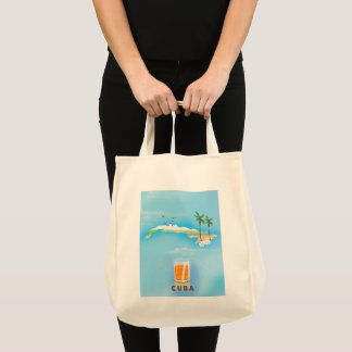 Cuba Illustrated map travel poster Tote Bag