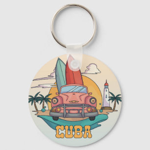 Cuba Illustration Key Ring