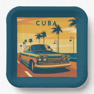 Cuba Illustration Paper Plate