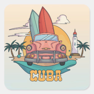 Cuba Illustration Square Sticker