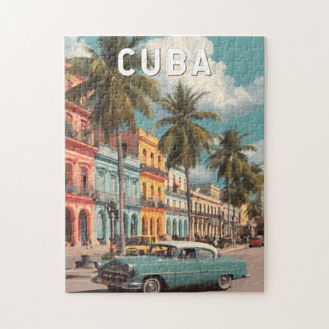 Cuba Illustration Travel Art Vintage Jigsaw Puzzle (Vertical)