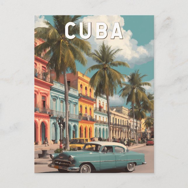 Cuba Illustration Travel Art Vintage Postcard (Front)