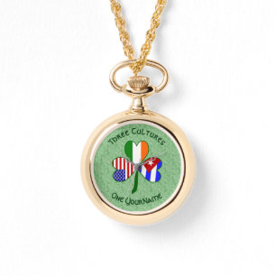 Cuba Ireland USA Shamrock Flag Personalised Watch
