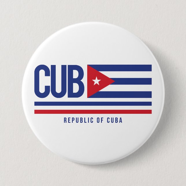 Cuba ISO Code Alpha 3 design 7.5 Cm Round Badge (Front)
