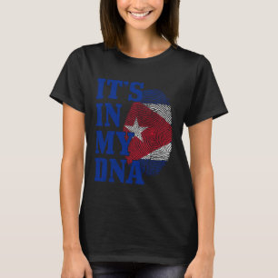 Cuba It's in My DNA Fingerprint Cuban Flag Pride T-Shirt