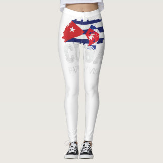 Cuba Libertad y Vida Cuban Protest Fist Flag SOS C Leggings