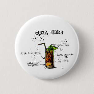 Cuba Libre Cocktail 6 Cm Round Badge