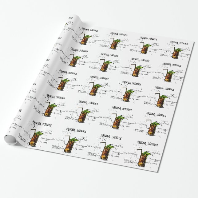 Cuba Libre Cocktail Wrapping Paper (Unrolled)