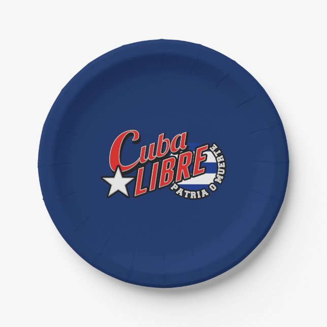 Cuba Libre Motto Paper Plate (Front)