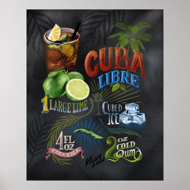 Cuba Libre Recipe Poster (Front)