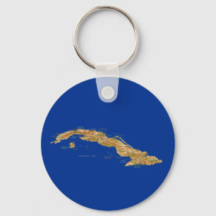 Cuba Map Keychain