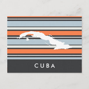 Cuba Map: Modern Stripes Postcard
