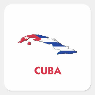 CUBA MAP SQUARE STICKER